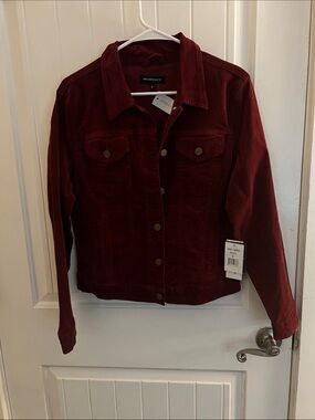 Prosperity Women's Burgundy Corduroy Jean Jacket